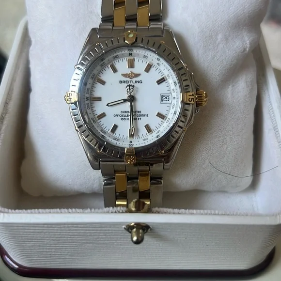 Breitling Windrider Automatic White Dial Two-Tone 18k Gold & Steel B10350 - Picture 3 of 7